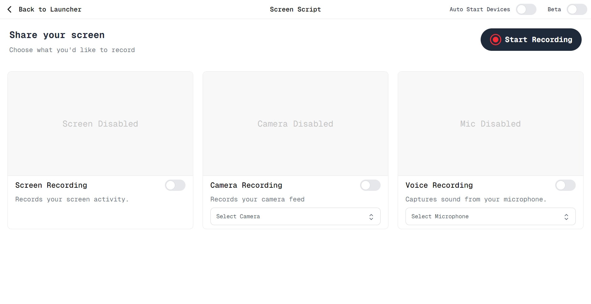 Image showing a sample ui of screen script recorder
