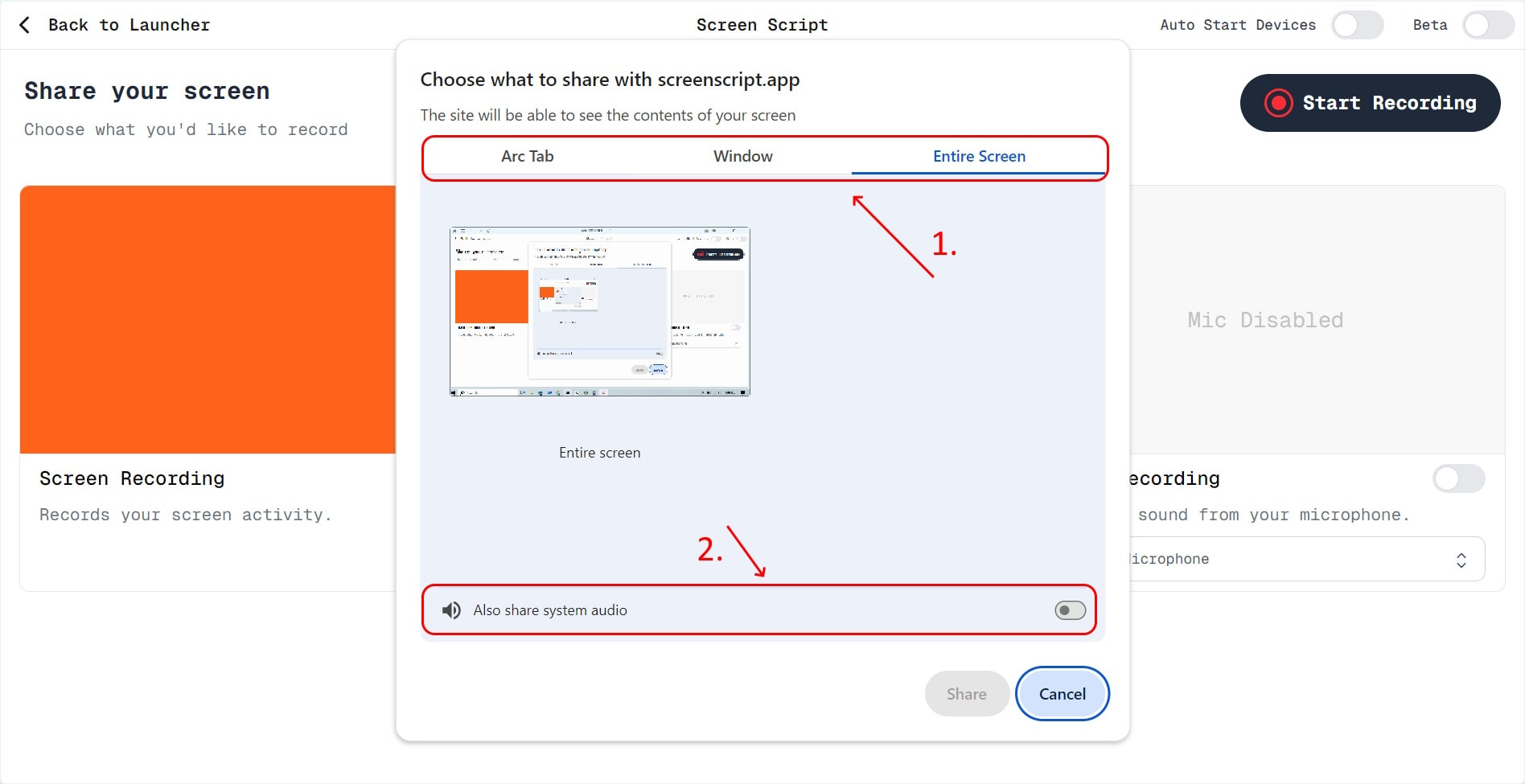 Image showing a sample ui of screen recorder component