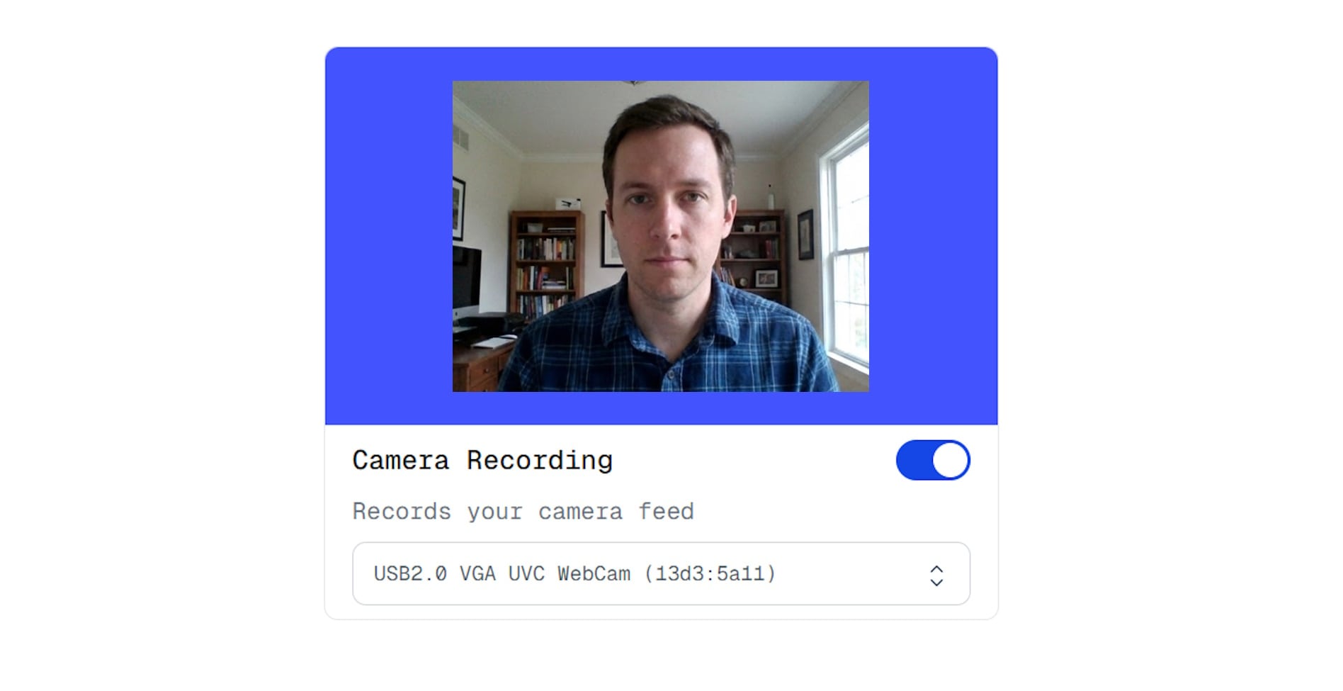 Image showing a sample ui of webcam recorder component